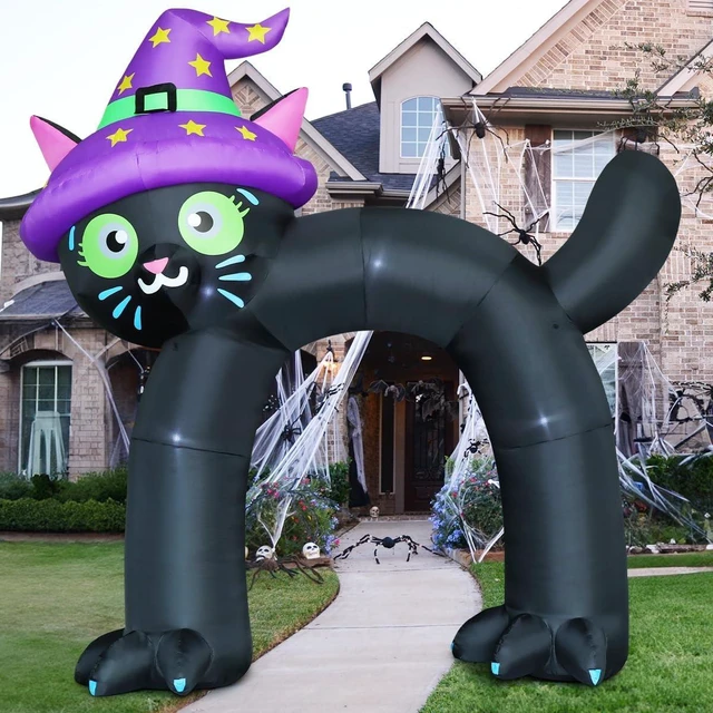 Main image of 14FT Inflatable Black Cat Arch with Built-in LED Halloween Blow-Up Yard Decoration for Garden & Lawn