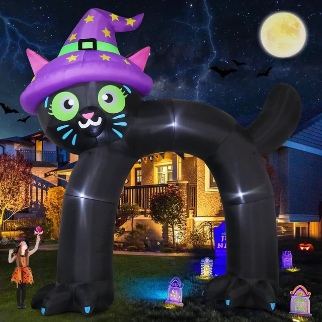 Alt view image 5 of 6 - 14FT Inflatable Black Cat Arch with Built-in LED Halloween Blow-Up Yard Decoration for Garden & Lawn