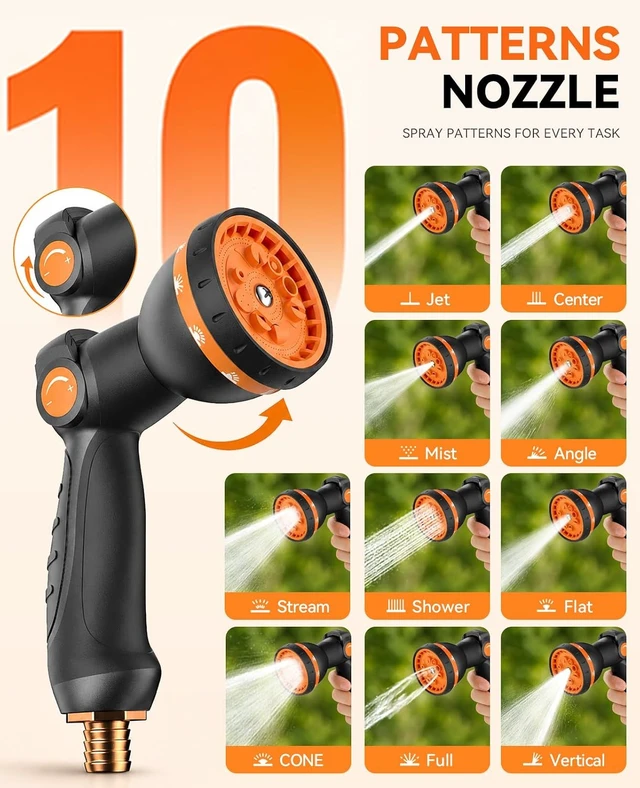 Alt view image 5 of 7 - Retractable Wall-Mounted Garden Hose Reel, 1/2 in x 50ft, 3/4 in Brass Fitting & 10 Sprayer Nozzle, Auto Rewind, 180° Swivel, Grey