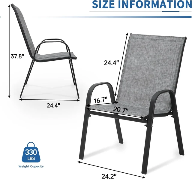 Alt view image 2 of 7 - Outdoor Stackable Patio Dining Chairs, Set of 8