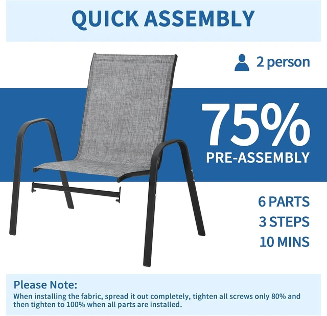 Alt view image 6 of 7 - Outdoor Stackable Patio Dining Chairs, Set of 8