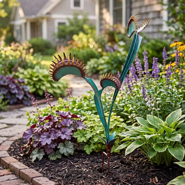 Alt view image 7 of 7 - 24-Inch Venus Fly Trap Metal Yard Art Stake for Garden & Outdoor Plants