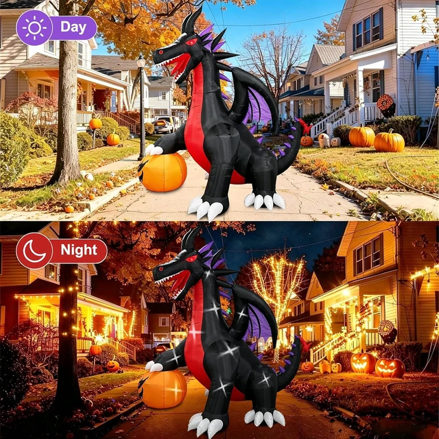 Alt view image 6 of 7 - 10Ft Inflatable Halloween Dragon Outdoor Blow-Up Holiday Yard Decoration