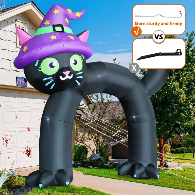 Alt view image 4 of 6 - 14FT Inflatable Black Cat Arch with Built-in LED Halloween Blow-Up Yard Decoration for Garden & Lawn