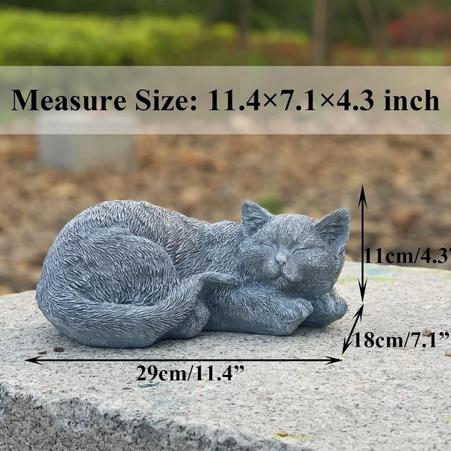 Alt view image 3 of 7 - Cats Memorial Garden Stone Statue, 11.4" L Tabby Figurine Sympathy Gift for Loss of Cat, Outdoor Grave Marker
