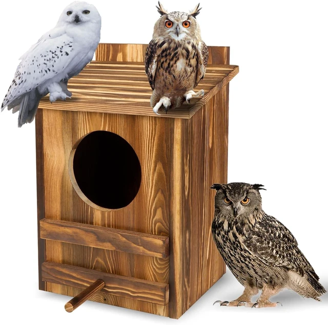 Main image of 16.1 x 11.8 x 9.5 in Large Carbonized Barred Owl Nesting Box, Waterproof & Ventilated Outdoor House for Owls & Wildlife