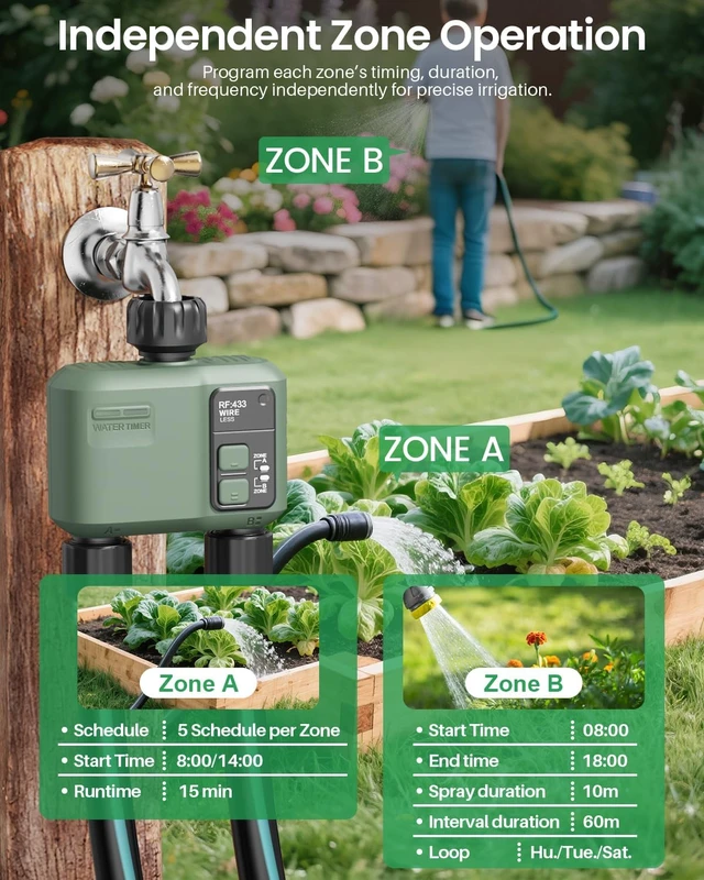 Alt view image 5 of 7 - 2-Zone WiFi Water Timer for Garden Hose