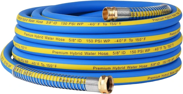 Main image of Hybrid Polymer Garden Hose, 5/8 in x 50 FT, Lightweight Kink-Resistant All-Weather with Solid Brass GHT Fittings, 600 PSI Burst Pressure