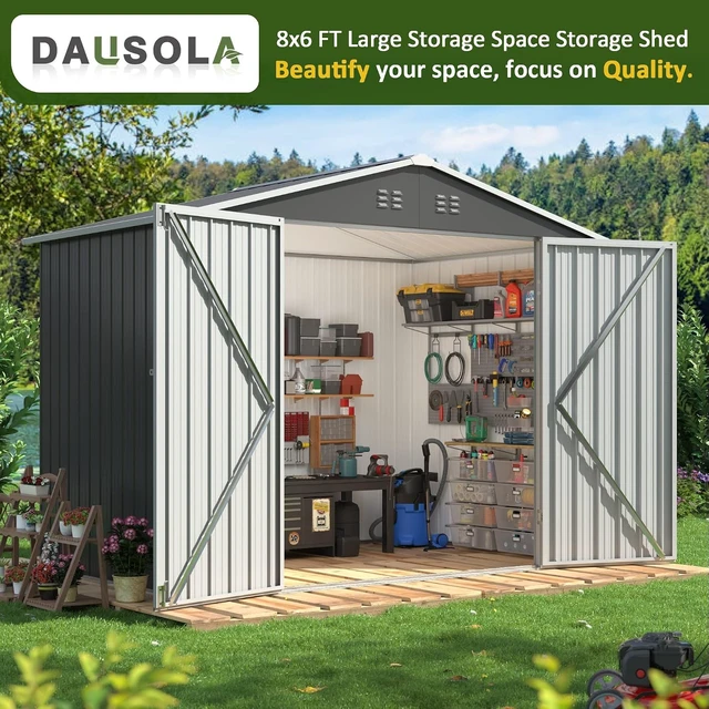 Alt view image 2 of 7 - 7.8 x 5.7 FT Metal Outdoor Storage Shed for Garden Tools, Backyard