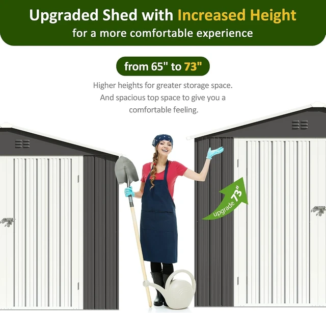 Alt view image 4 of 7 - 7.8 x 5.7 FT Metal Outdoor Storage Shed for Garden Tools, Backyard