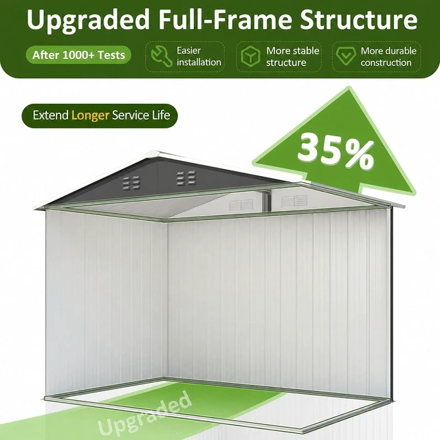 Alt view image 5 of 7 - 7.8 x 5.7 FT Metal Outdoor Storage Shed for Garden Tools, Backyard
