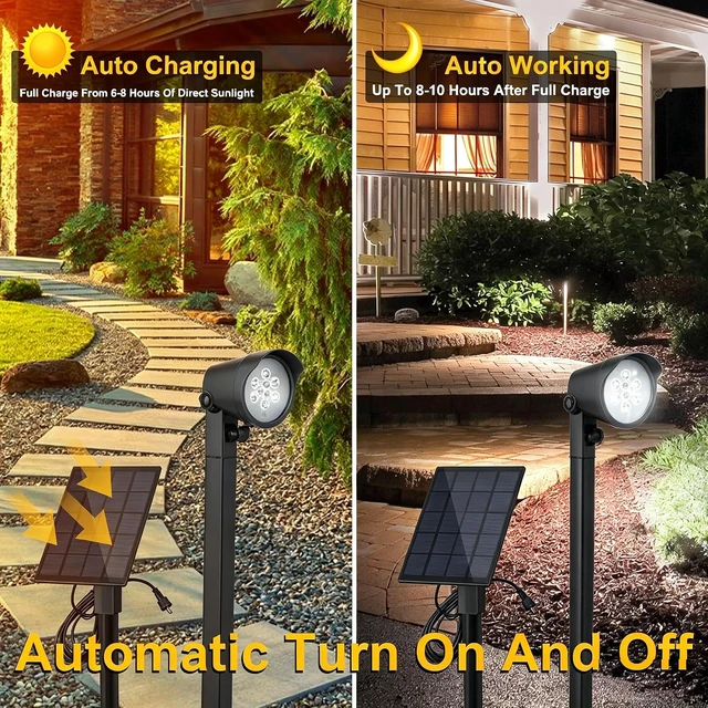 Alt view image 6 of 7 - Solar Spot Lights with Separate Panel, 3-Pack Outdoor Landscape Lights