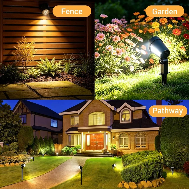 Alt view image 7 of 7 - Solar Spot Lights with Separate Panel, 3-Pack Outdoor Landscape Lights