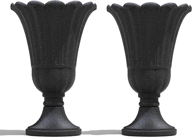 Alt view image 7 of 7 - Black 24" Tall Urn Planters, Set of 2 Outdoor Planters for Porch