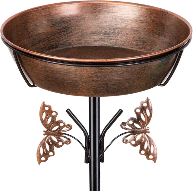 Main image of 40-Inch Metal Bird Bath with Removable 3" Deep 13" Dia Bowl, Heavy-Duty Rust-Proof Base for Garden, Yard & Patio