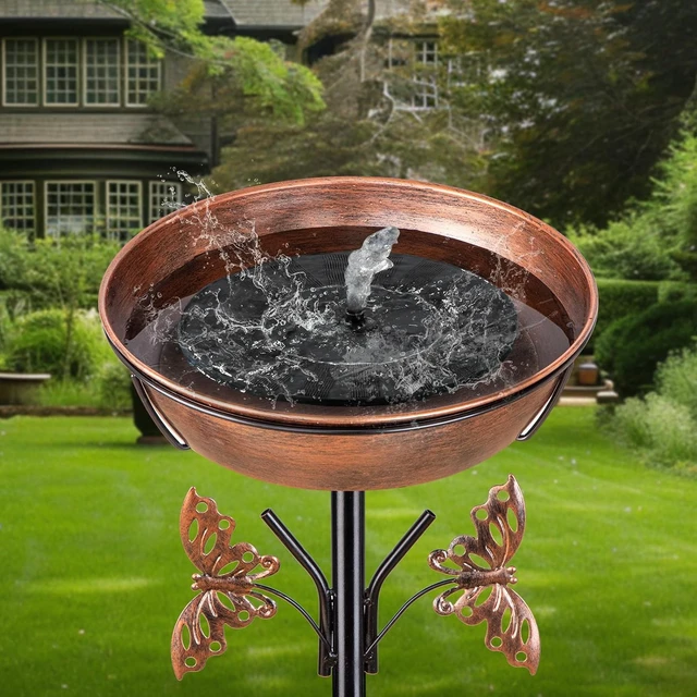 Alt view image 6 of 7 - 40-Inch Metal Bird Bath with Removable 3" Deep 13" Dia Bowl, Heavy-Duty Rust-Proof Base for Garden, Yard & Patio