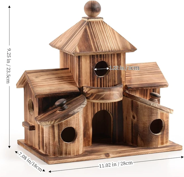 Alt view image 2 of 7 - 6-Hole Multi-Chamber Birdhouse for Small Birds, Outdoor