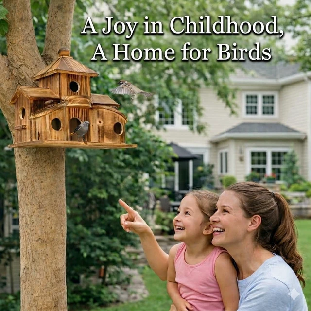 Alt view image 6 of 7 - 6-Hole Multi-Chamber Birdhouse for Small Birds, Outdoor
