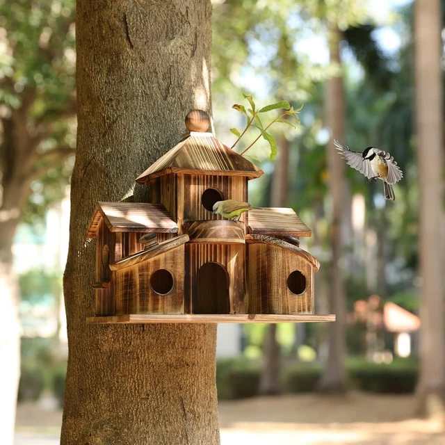 Alt view image 7 of 7 - 6-Hole Multi-Chamber Birdhouse for Small Birds, Outdoor