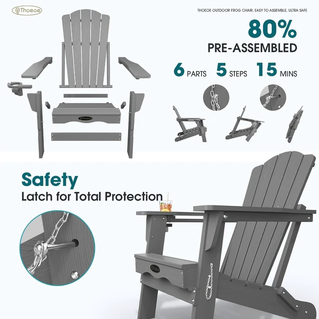 Alt view image 4 of 7 - Folding All-Weather Adirondack Fire Pit Chair with Cup Holder