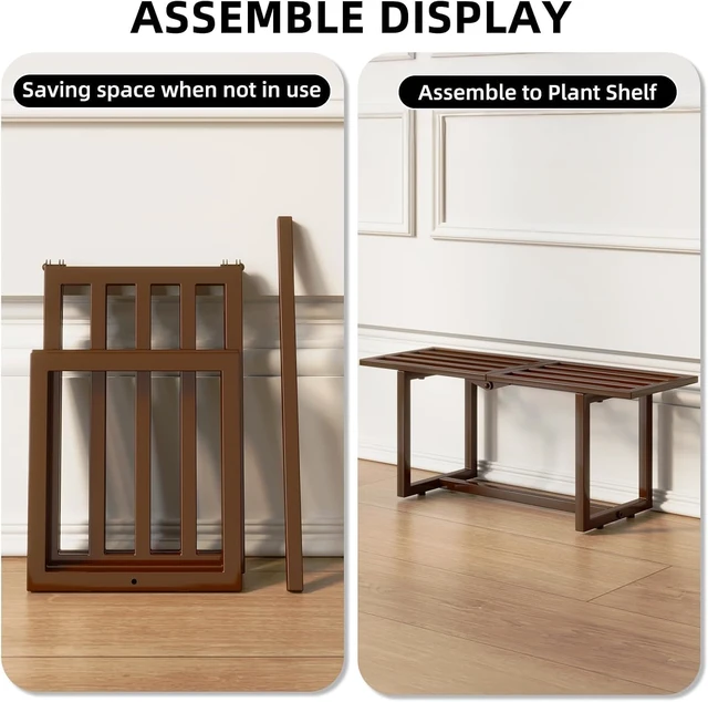 Alt view image 7 of 7 - Foldable Metal Plant Stand, Indoor & Outdoor, Coffee, 2 Pack