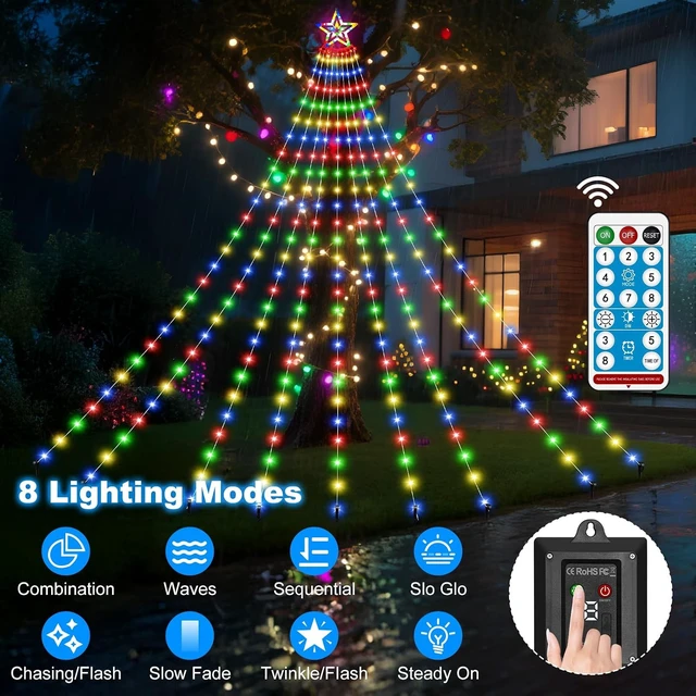 Alt view image 3 of 7 - Multicolor Solar Christmas Tree Lights, 18.37ft 532 LED