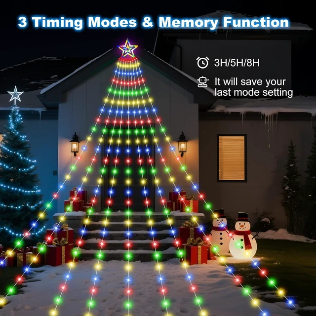 Alt view image 4 of 7 - Multicolor Solar Christmas Tree Lights, 18.37ft 532 LED