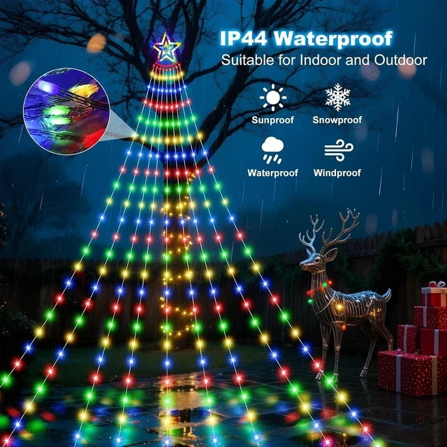 Alt view image 5 of 7 - Multicolor Solar Christmas Tree Lights, 18.37ft 532 LED