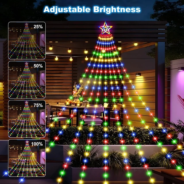 Alt view image 6 of 7 - Multicolor Solar Christmas Tree Lights, 18.37ft 532 LED