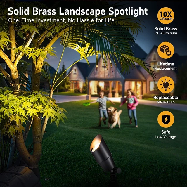 Alt view image 2 of 7 - Black Brass Outdoor Spotlight, 12V LED, 2700K, 1-Pack
