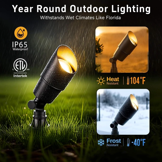 Alt view image 4 of 7 - Black Brass Outdoor Spotlight, 12V LED, 2700K, 1-Pack