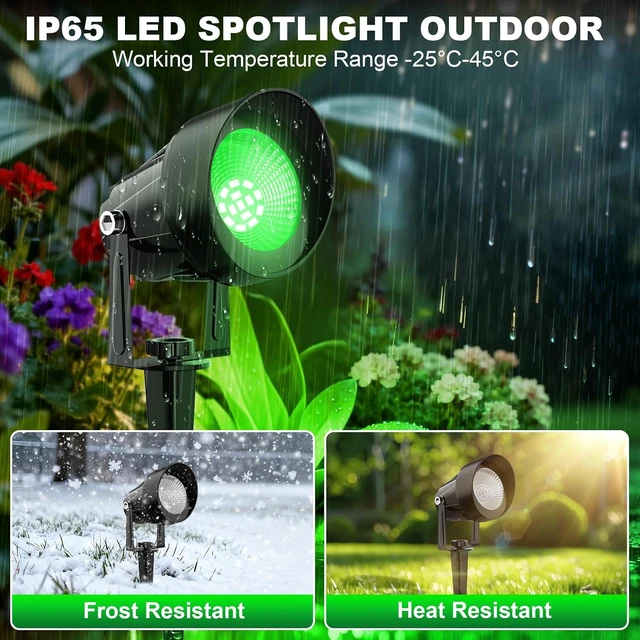 Alt view image 2 of 7 - Green Outdoor Landscape Spotlights with US Plug for Trees, 4 Pack
