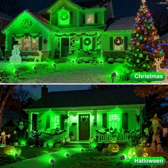 Alt view image 5 of 7 - Green Outdoor Landscape Spotlights with US Plug for Trees, 4 Pack