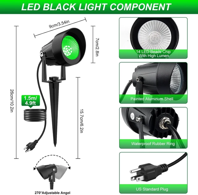 Alt view image 6 of 7 - Green Outdoor Landscape Spotlights with US Plug for Trees, 4 Pack