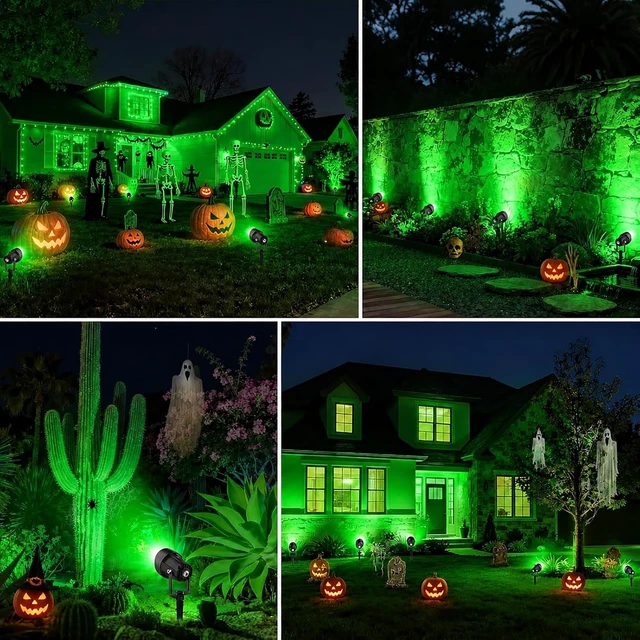 Alt view image 7 of 7 - Green Outdoor Landscape Spotlights with US Plug for Trees, 4 Pack