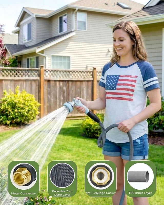 Alt view image 6 of 7 - 5/8-Inch Flexible Garden Hose, 50 FT Lightweight Water Hose for Gardening
