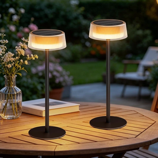 Main image of IP65 Waterproof Solar Table Lamps Outdoor, 2 Pack Patio Solar Table Lights