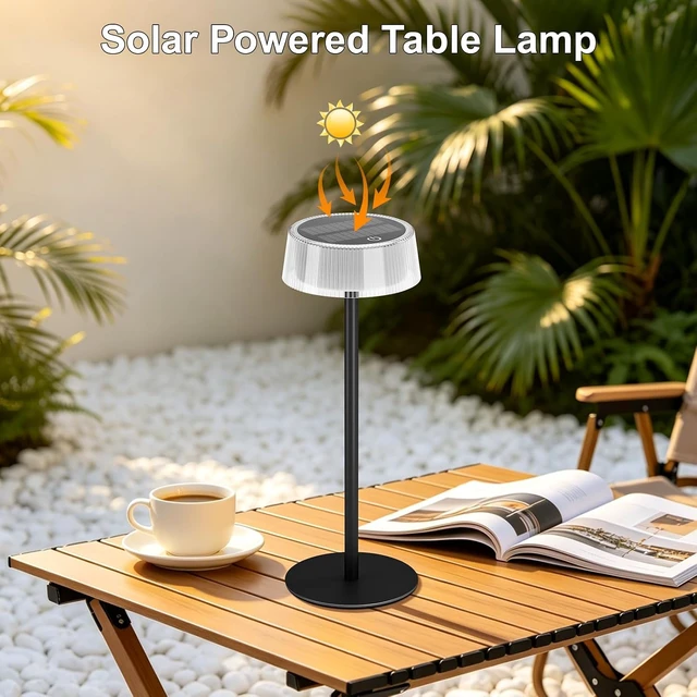 Alt view image 2 of 7 - IP65 Waterproof Solar Table Lamps Outdoor, 2 Pack Patio Solar Table Lights
