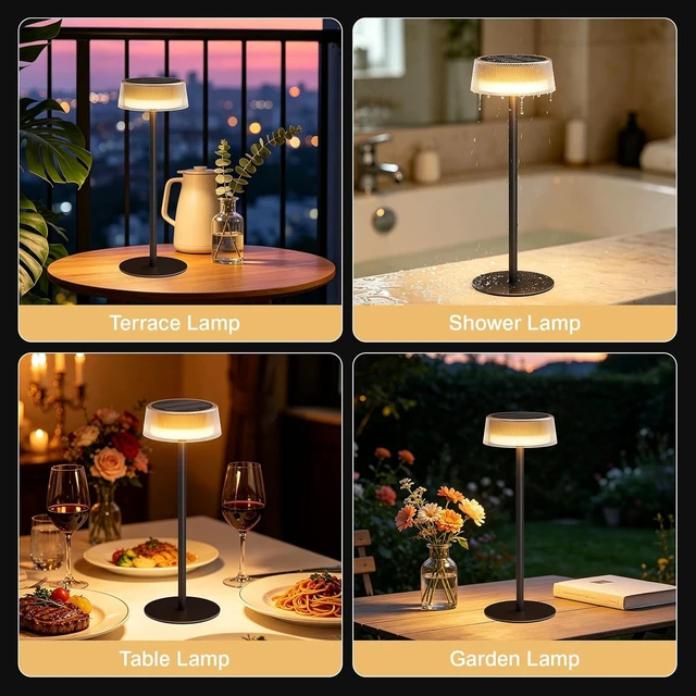 Alt view image 5 of 7 - IP65 Waterproof Solar Table Lamps Outdoor, 2 Pack Patio Solar Table Lights
