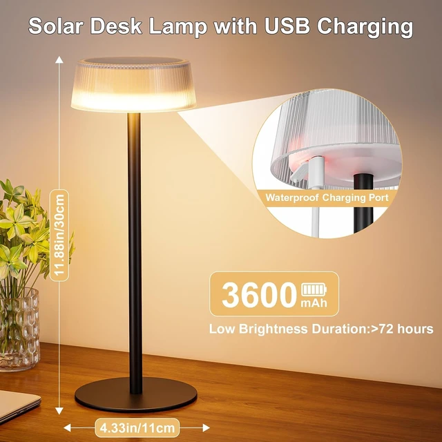 Alt view image 6 of 7 - IP65 Waterproof Solar Table Lamps Outdoor, 2 Pack Patio Solar Table Lights
