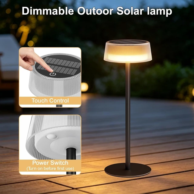 Alt view image 7 of 7 - IP65 Waterproof Solar Table Lamps Outdoor, 2 Pack Patio Solar Table Lights