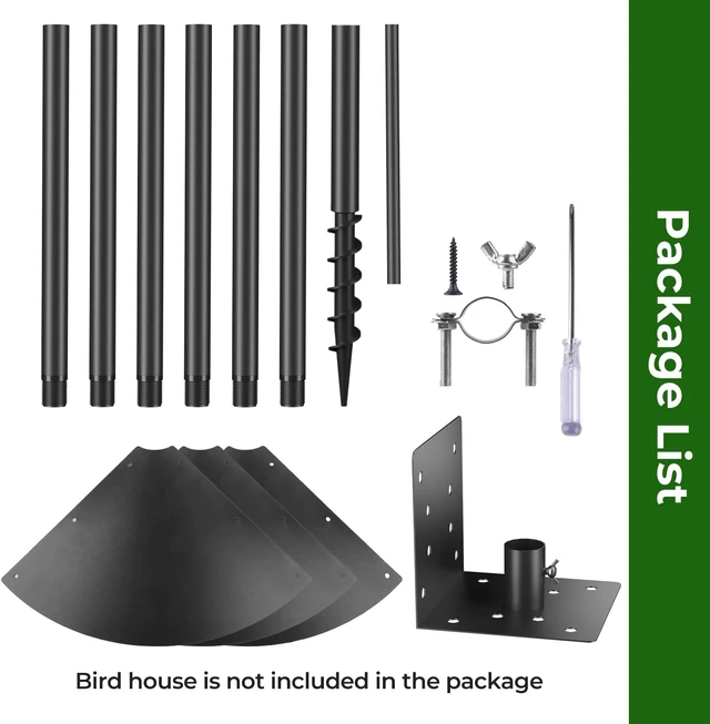 Alt view image 4 of 7 - 92-Inch Adjustable Heavy-Duty Bird Feeder Pole with Squirrel-Proof Baffle, Mount Kit for Watching (House Not Included)