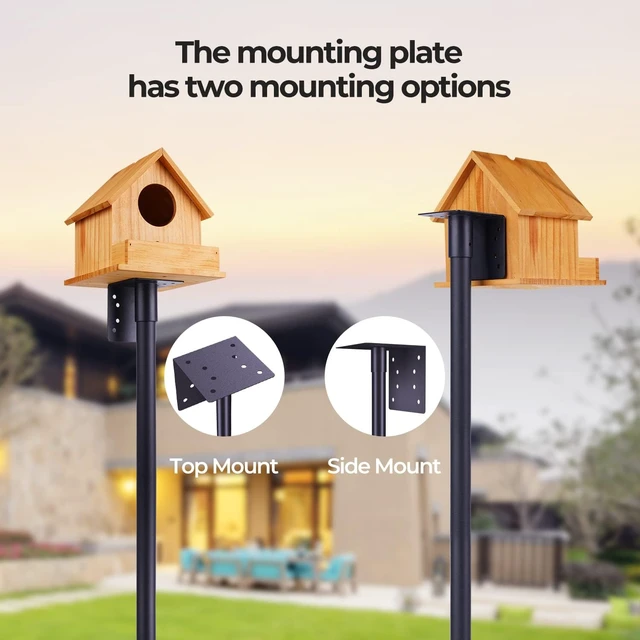 Alt view image 6 of 7 - 92-Inch Adjustable Heavy-Duty Bird Feeder Pole with Squirrel-Proof Baffle, Mount Kit for Watching (House Not Included)