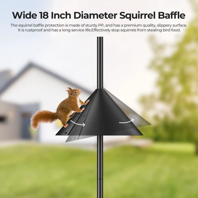 Alt view image 7 of 7 - 92-Inch Adjustable Heavy-Duty Bird Feeder Pole with Squirrel-Proof Baffle, Mount Kit for Watching (House Not Included)