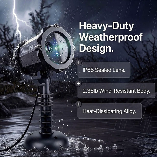 Alt view image 6 of 7 - Outdoor Aurora Laser Light Projector Firefly Starry Sky Spotlight with 20FT Waterproof Cord, Extra-Tall Stake & RF Remote, IP65, for Yard, Garden & Patio