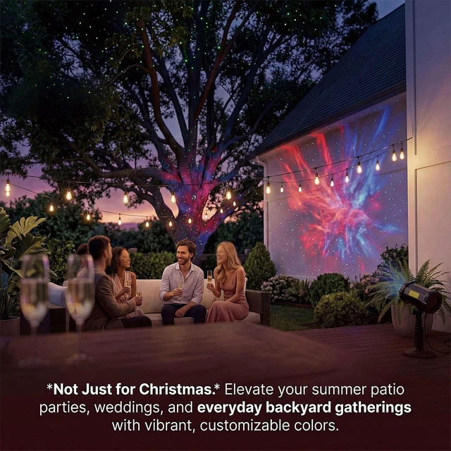 Alt view image 7 of 7 - Outdoor Aurora Laser Light Projector Firefly Starry Sky Spotlight with 20FT Waterproof Cord, Extra-Tall Stake & RF Remote, IP65, for Yard, Garden & Patio