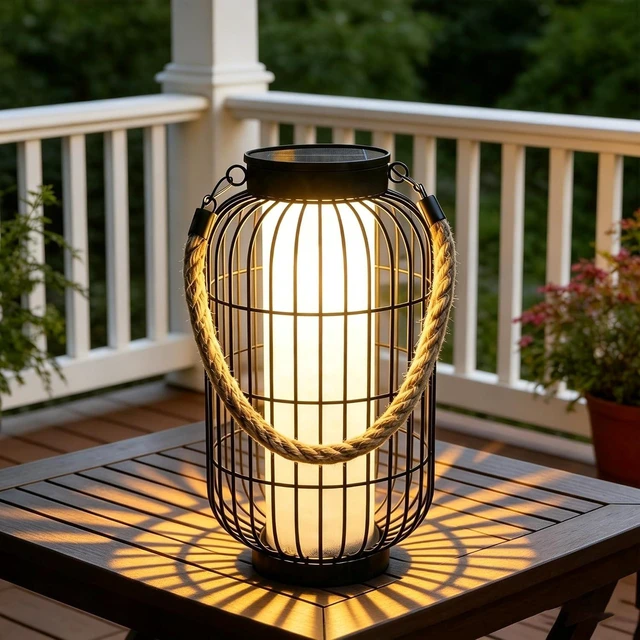 Main image of Larger Rustic Metal Solar Lanterns Outdoor, Patio