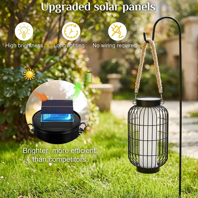 Alt view image 3 of 7 - Larger Rustic Metal Solar Lanterns Outdoor, Patio