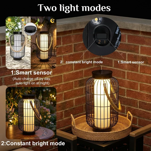 Alt view image 5 of 7 - Larger Rustic Metal Solar Lanterns Outdoor, Patio