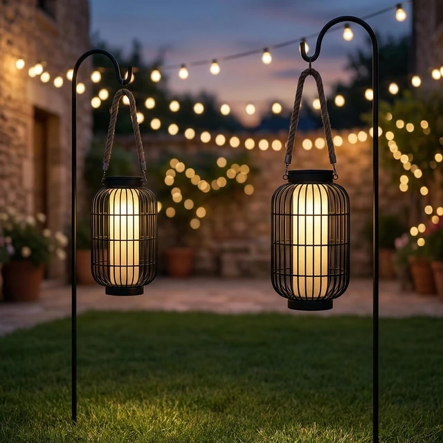 Alt view image 6 of 7 - Larger Rustic Metal Solar Lanterns Outdoor, Patio